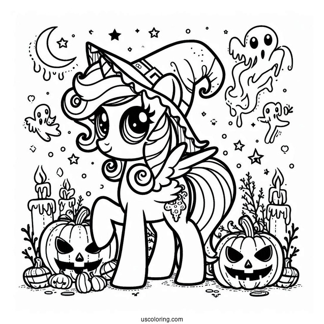 Halloween Themed My Little Pony Coloring Sheet
