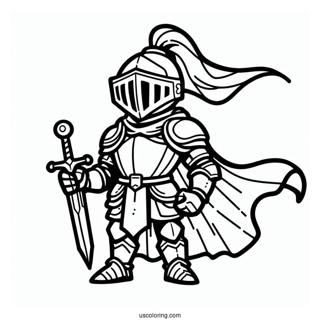 Easy Knight Coloring Sheet For Kids