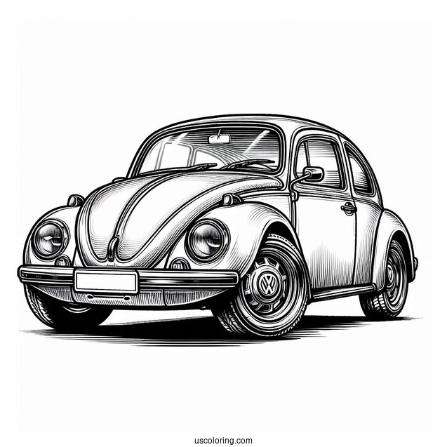 Detailed Volkswagen Beetle Coloring Sheet