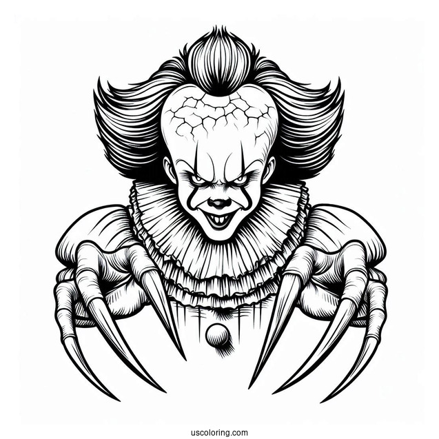 Pennywise With Sharp Claws Coloring Page
