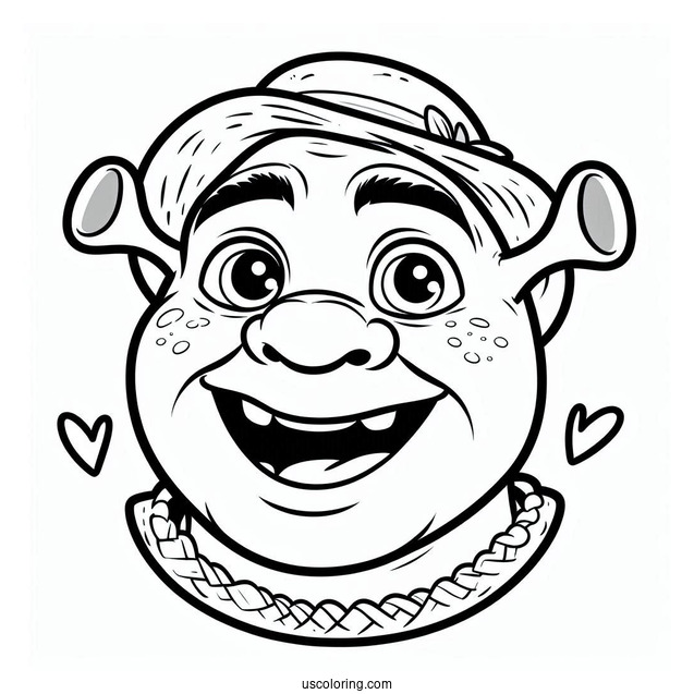 Shrek Face Coloring Page For Kids
