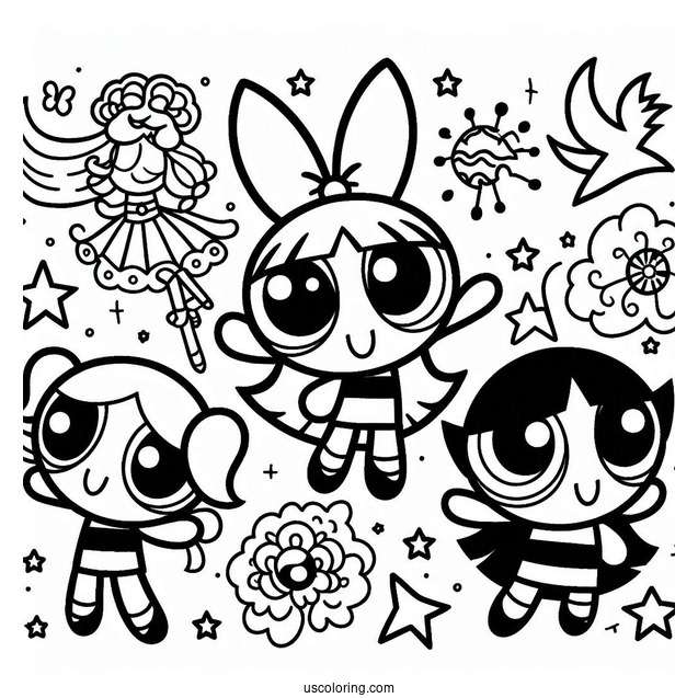 Powerpuff Girls Coloring Page For Kids