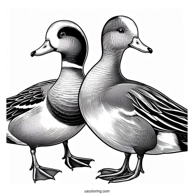 Two American Wigeon Ducks