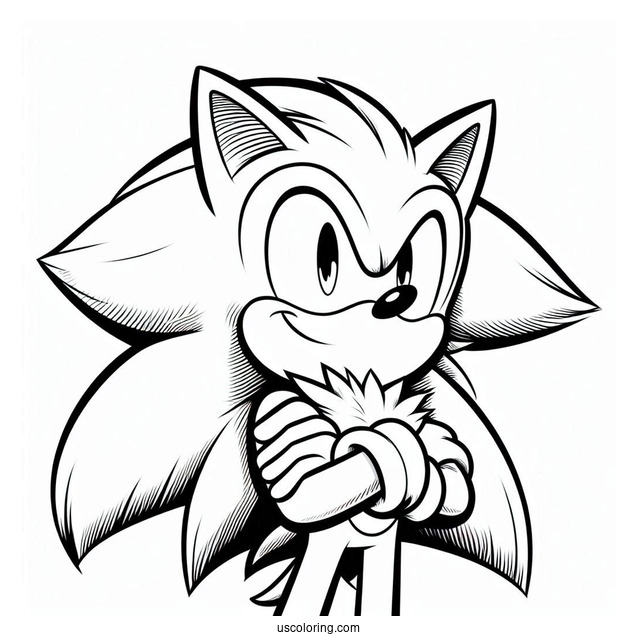 Furry Super Sonic Coloring Page With Arms Crossed