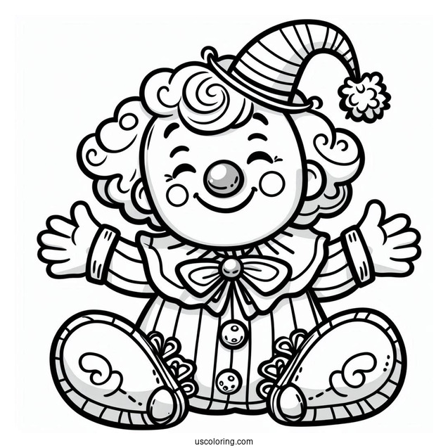 Easy Coloring Sheet of Happy Clown