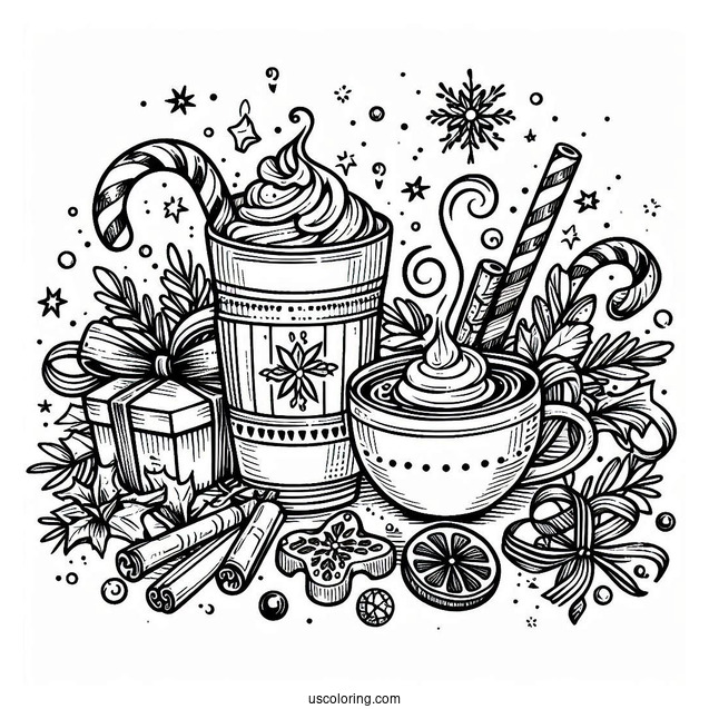 Christmas Coloring Pages For Adults Of Christmas Hot Beverages Coloring Page