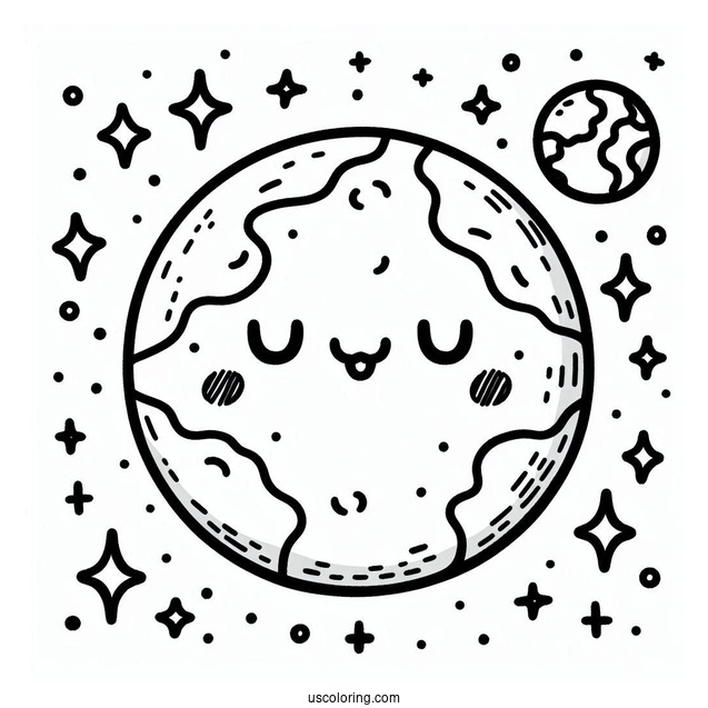 Happy Little Earth With Sparkling Background