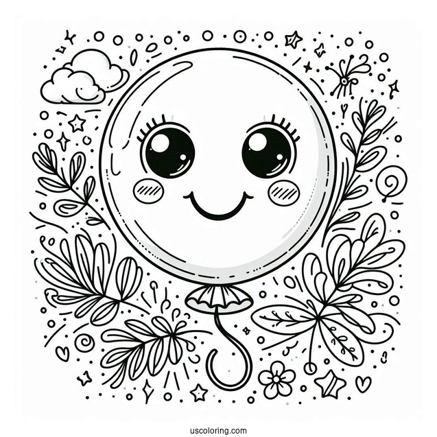 Smiley Face Balloon Coloring Page