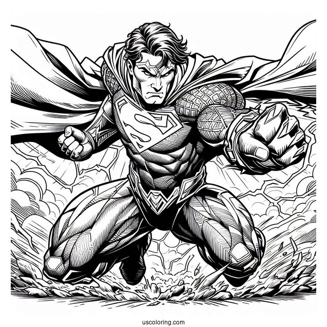 Justice League Coloring Page In Fighting Mode
