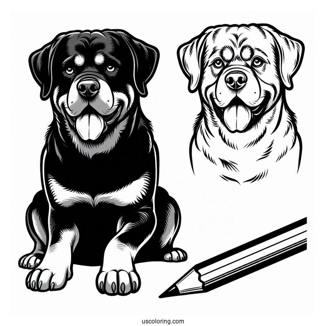 Rottweiler Dog Coloring Page