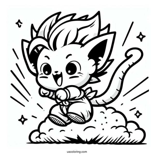 Happy Puar Jumping Dragon Ball Z Coloring Page For Kids
