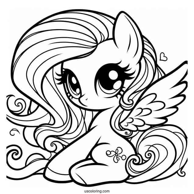 Cute Fluttershy Outline for Kids