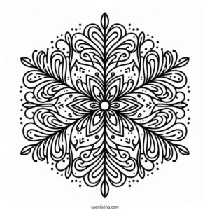 Easy Snowflake Coloring Page Outline For Kids