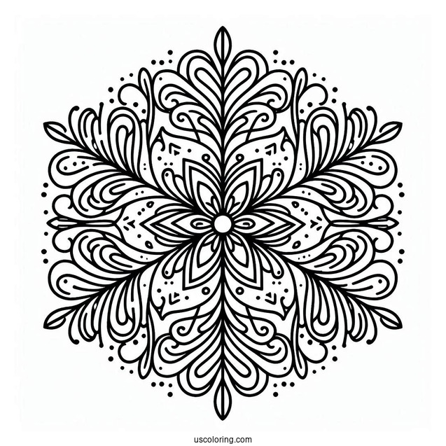 Easy Snowflake Coloring Page Outline For Kids