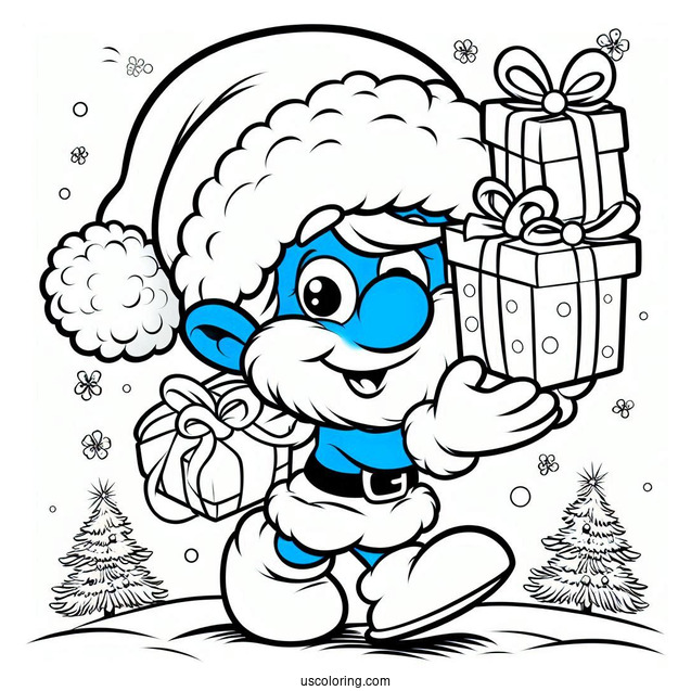 Santa Smurf Carrying Christmas Presents