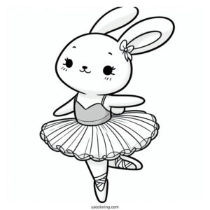 Cute Bunny Doing Ballet Coloring Page