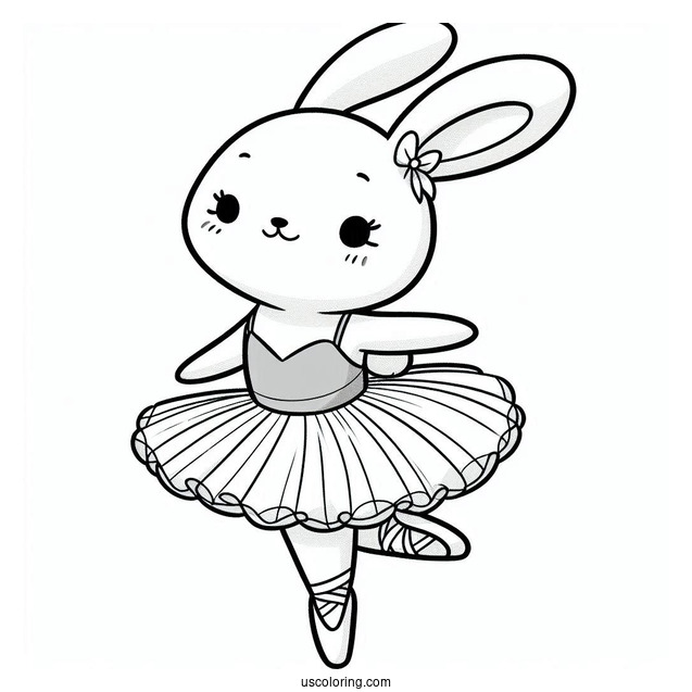 Cute Bunny Doing Ballet Coloring Page