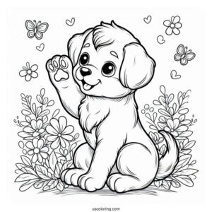 Puppy Raising Paw Coloring In