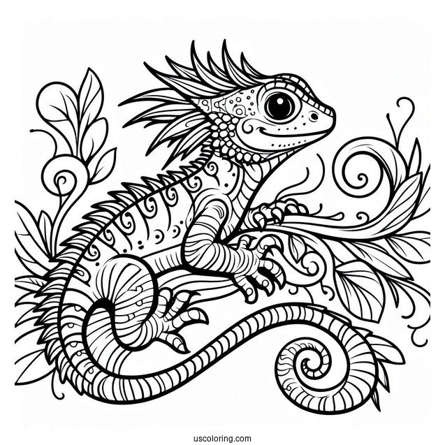 Easy Dragon Lizard Coloring Page