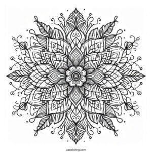 Tangled Flower Mandala Coloring Page