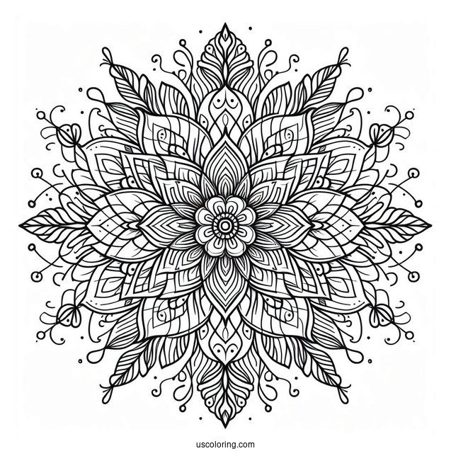 Tangled Flower Mandala Coloring Page