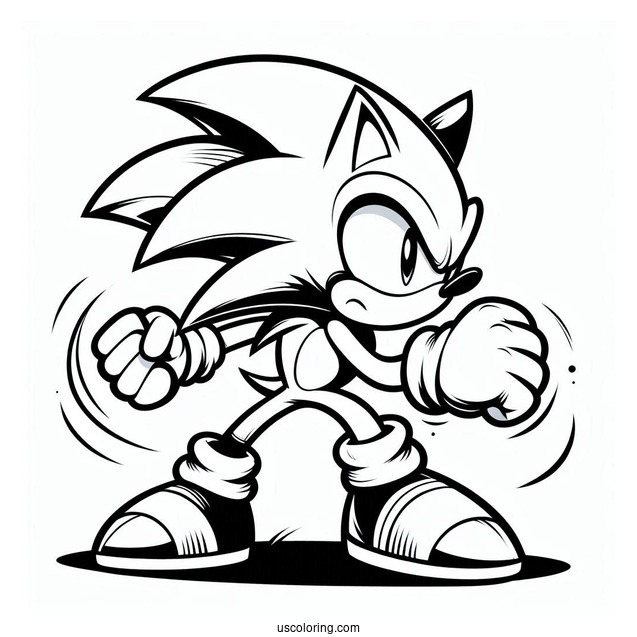 Sonic The Werehog In Fighting Stance Coloring Page