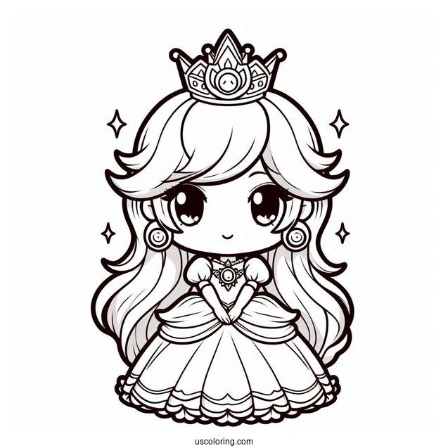 Princess Coloring Page Of Chibi Princess Peach