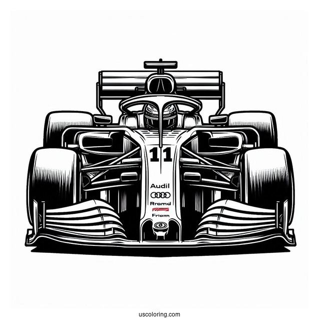 Front View Of Audi F1 Coloring Page Race Car