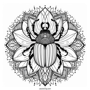 Flower Beetle Coloring Page Mandala