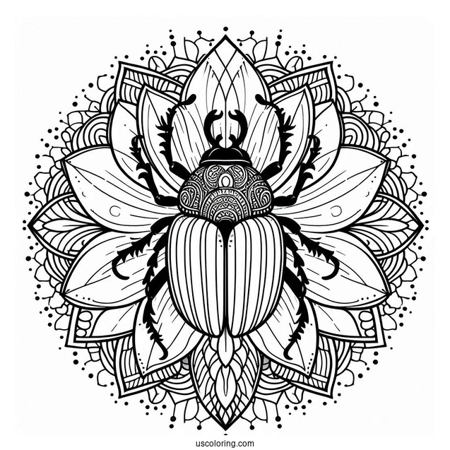 Flower Beetle Coloring Page Mandala
