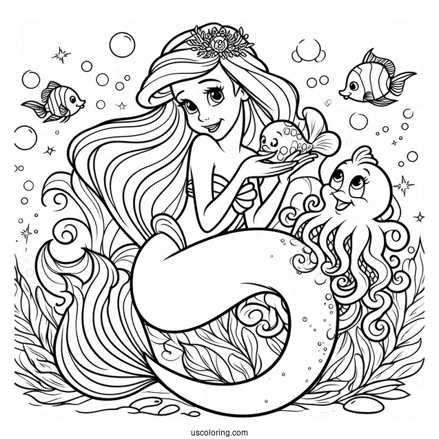Ariel With Her Sea Creature Friends