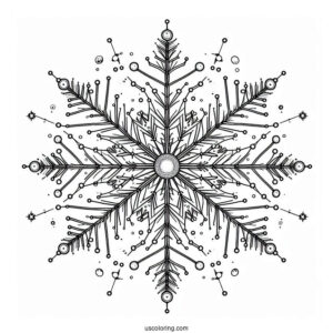 Stellar Dendrite Snowflake Coloring Page Outline