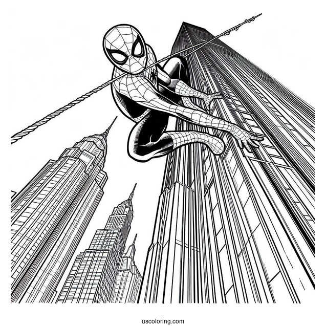 Spider-Man Scaling Skyscraper Coloring Page