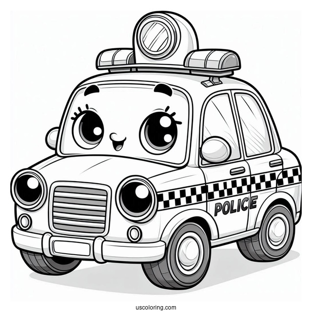 Cartoon Style Police Car To Color For Kids