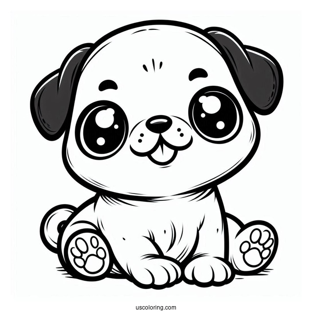 Adorable Baby Pug Coloring Sheet