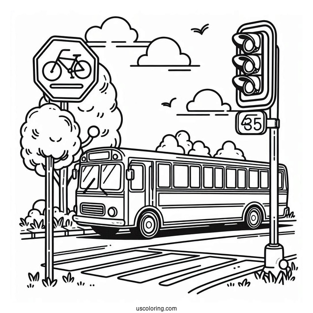 Bus Stop Sign To Color