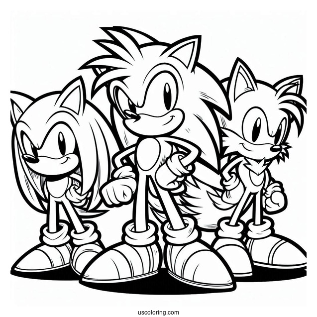 Sonic, Knuckles, And Tails Coloring Page