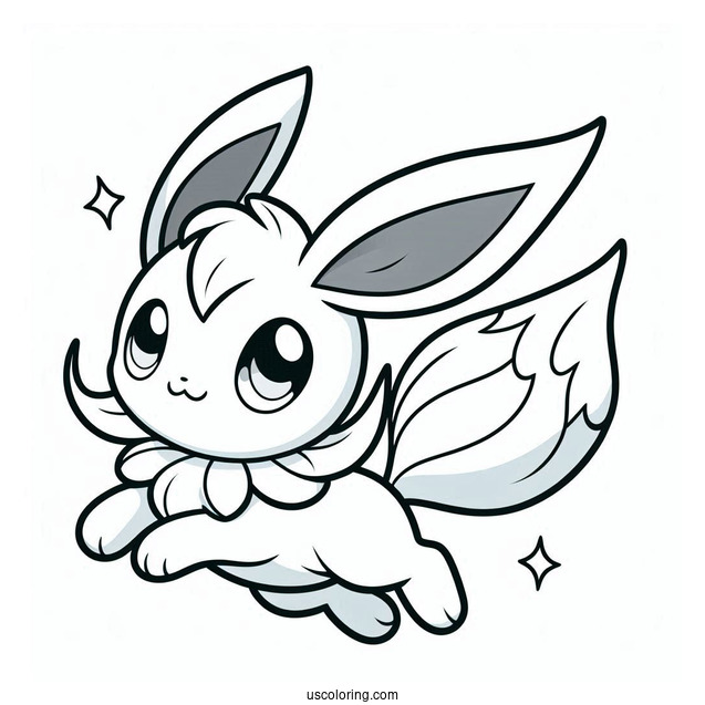 Kawaii Sylveon Coloring Page Leaping