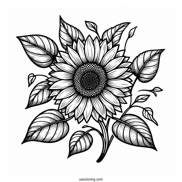 Sunflower Surrounded By Leaves