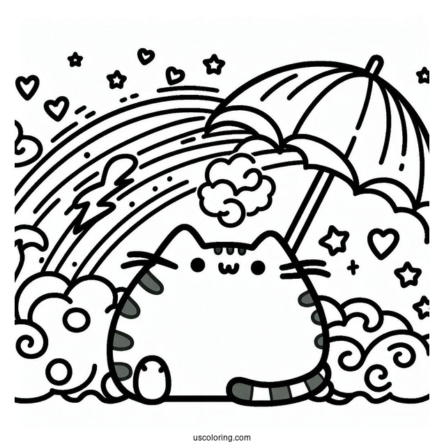 Easy Coloring Page Of Pusheen And Stormy
