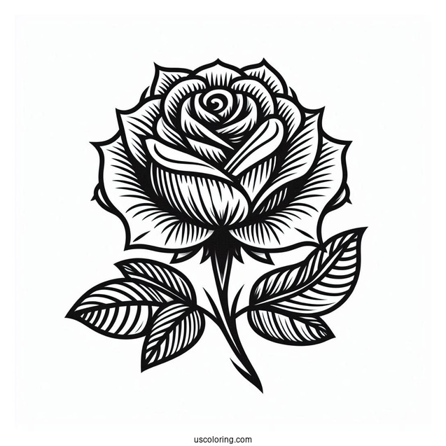 Floral Rose Design To Color