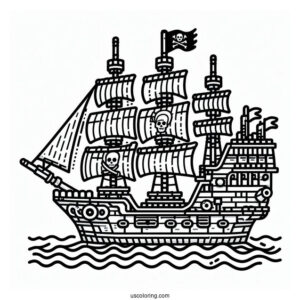 Lego Pirate Ship Coloring Page For Kids