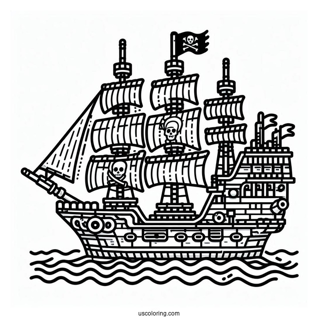 Lego Pirate Ship Coloring Page For Kids