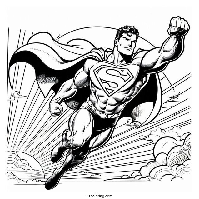 Superman Flying Coloring Page