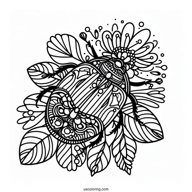 Flower Beetle Coloring Page Mandala