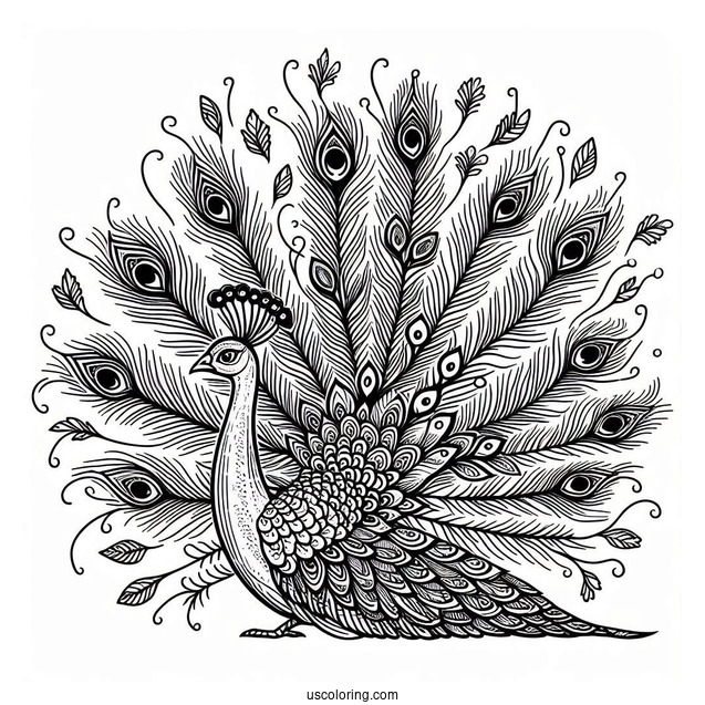 Peacock Flaring It Feathers In The Sun