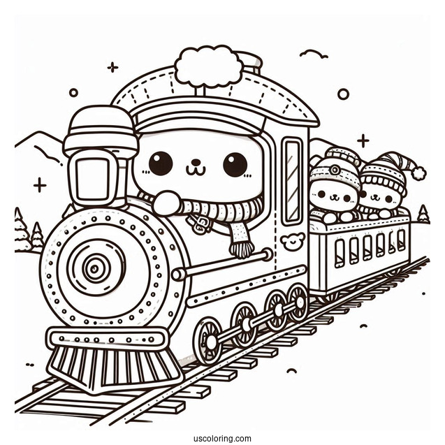 Kawaii Polar Express Coloring Page Passengers For Preschoolers
