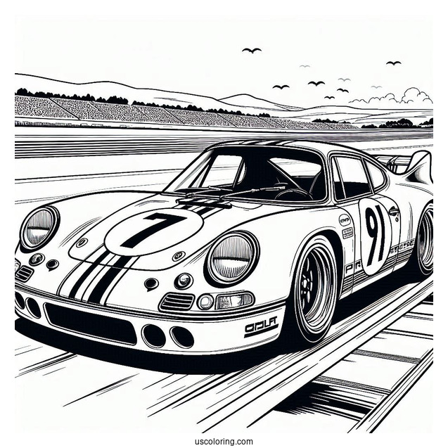 Porsche Coloring Page 917 RCR Gulf On Race Track