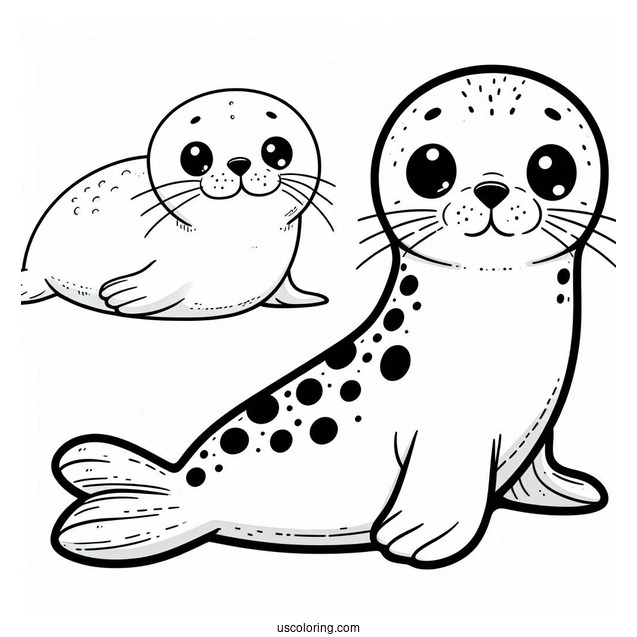 Cute Seal Coloring Page For Preschoolers