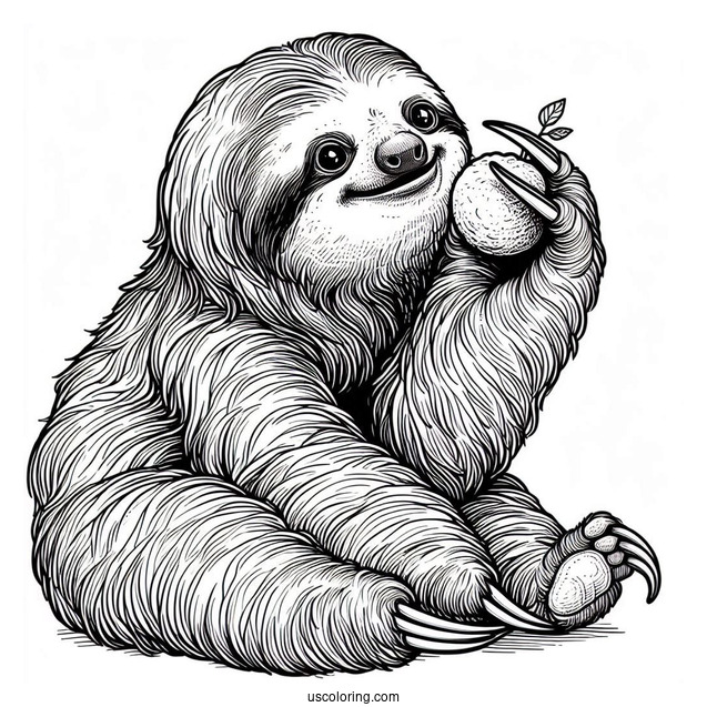 Adult Sloth Reaching Out For Food To Color